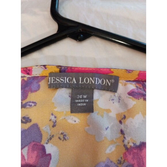 Jessica London Top Plus Size 24W Multicolor Floral Sleeveless - Picture 7 of 8